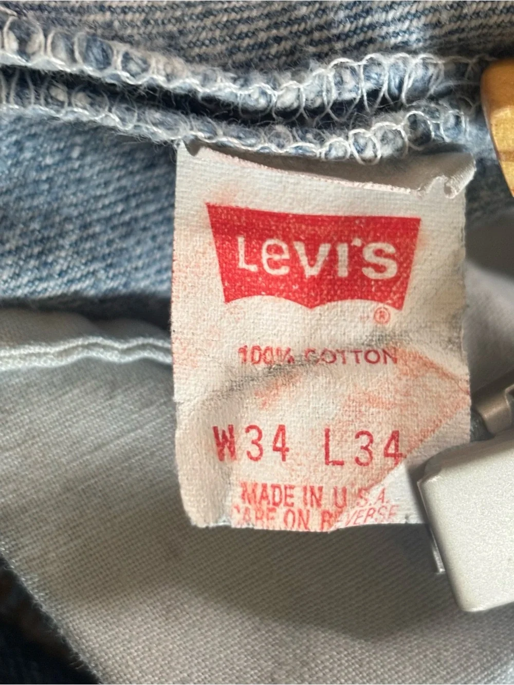 80s Vintage USA Levi’s 501 Distressed Blue Jeans Tagged 34 x 34 Fit 31-32